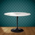 Eero Saarinen Tulip stůl H 74 kulatý v keramické Aura 22 vyrobeno v Itálii - Scarlet