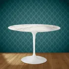 Eero Saarinen Tulip stůl H 74 kulatý z lesklé keramiky vyrobený v Itálii - Scarlet Viadurini