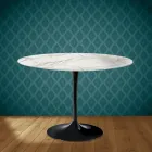 Eero Saarinen Tulip stůl H 74 kulatý z lesklé keramiky vyrobený v Itálii - Scarlet Viadurini