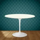 Eero Saarinen Tulip stolek H 74 kulatý z keramiky Moonè vyrobený v Itálii - Scarlet Viadurini