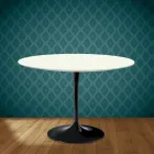 Eero Saarinen Tulip stolek H 74 kulatý z keramiky Moonè vyrobený v Itálii - Scarlet Viadurini