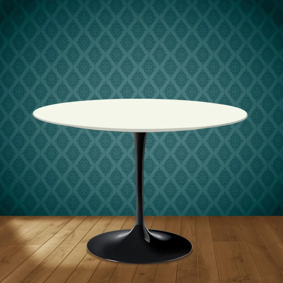 Eero Saarinen Tulip stolek H 74 kulatý z keramiky Moonè vyrobený v Itálii - Scarlet Viadurini