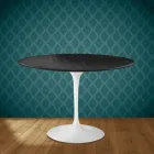 Eero Saarinen Tulip stolek H 74 kulatý v keramice Somnia vyrobený v Itálii - Scarlet Viadurini