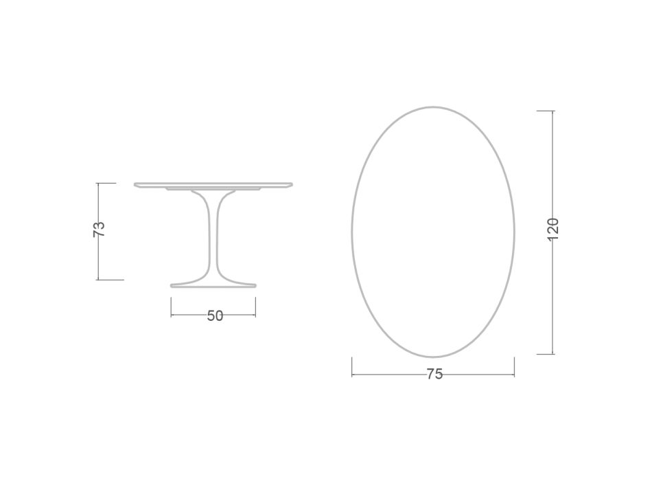 Tulipánový stůl Eero Sarinen H 73 Oval v bílém tekutém laminátu Made in Italy - Scarlet Viadurini