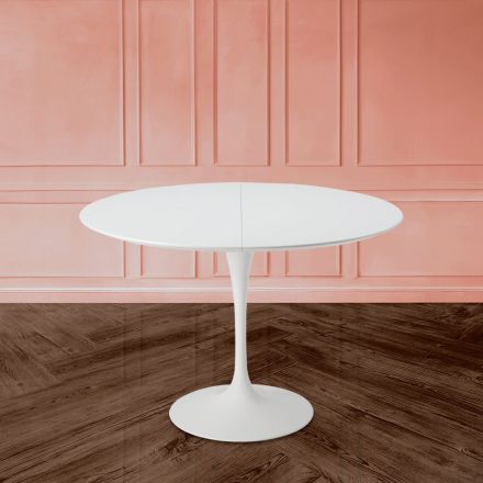 Rozkládací stůl Tulip Saarinen H 73 z bílého tekutého laminátu Made in Italy - Scarlet Viadurini
