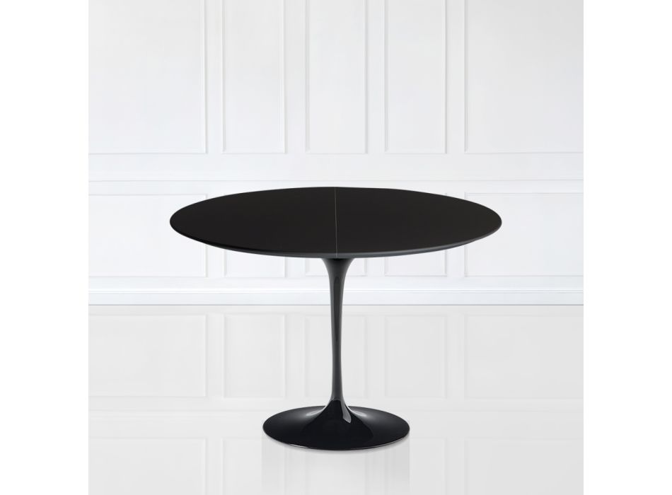 Rozkládací stůl Tulip Saarinen H 73 z černého tekutého laminátu Made in Italy - Scarlet Viadurini