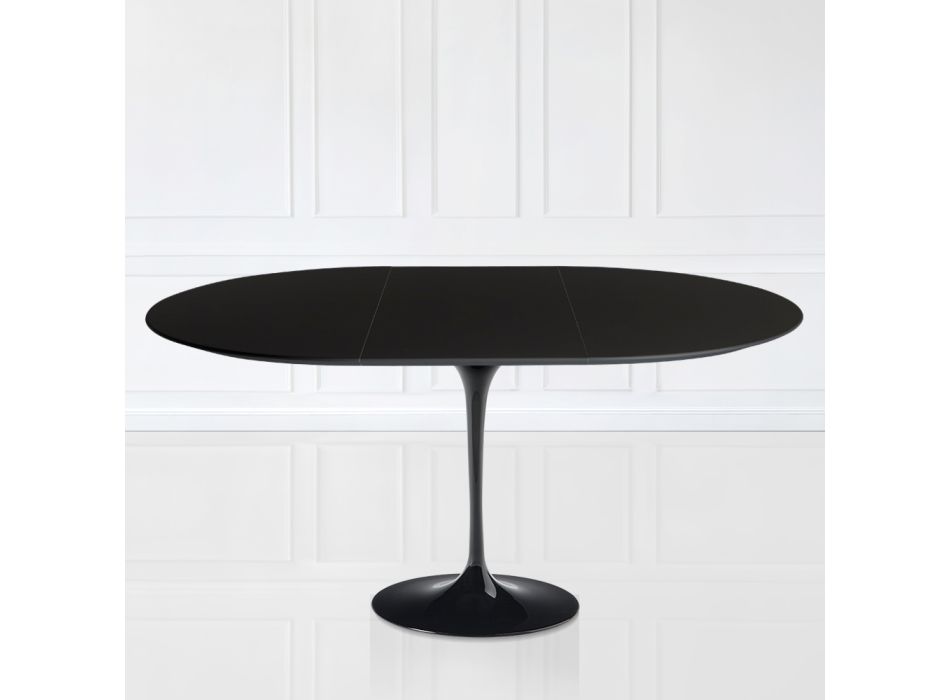 Rozkládací stůl Tulip Saarinen H 73 z černého tekutého laminátu Made in Italy - Scarlet Viadurini
