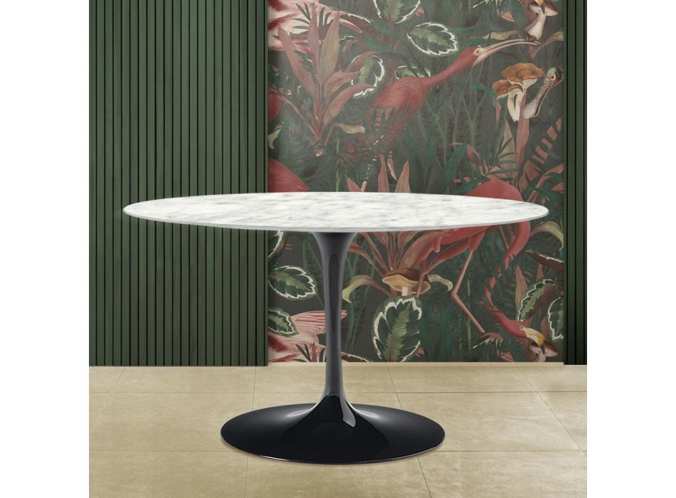 Saarinen Tulip Table H 73 s oválnou deskou z carrarského mramoru Made in Italy - Scarlet Viadurini