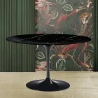 Saarinen Tulip Table H 73 s kulatou deskou z černého mramoru Marquinia Made in Italy - Scarlet Viadurini