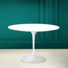 Tulipánový stůl Saarinen H 73 Round z keramiky Absolute White Made in Italy - Scarlet Viadurini