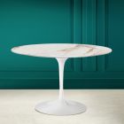Kulatý stůl Tulipán Saarinen H 73 z keramiky Calacatta Antique White Viadurini
