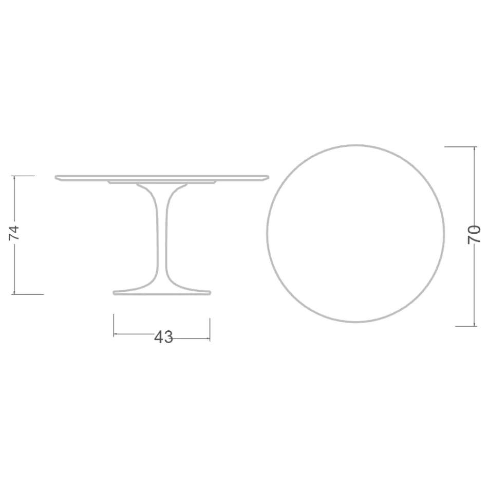 Tulipánový stůl Saarinen H 73 Round z keramiky Calacatta Michelangelo - Scarlet Viadurini