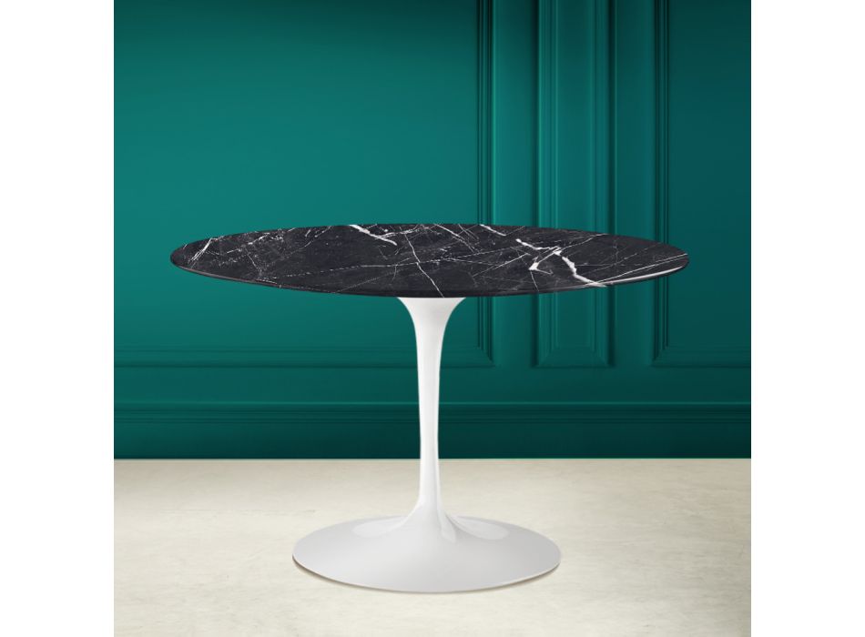 Tulipánový stolek Saarinen H 73 Kulatý z keramiky Marquinia Made in Italy - Scarlet Viadurini