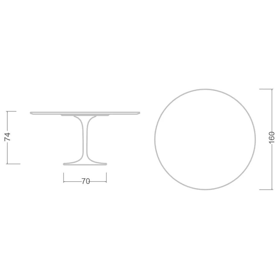 Tulipánový stůl Saarinen H 73 Round Ceramic Noir Laurent Made in Italy - Scarlet Viadurini