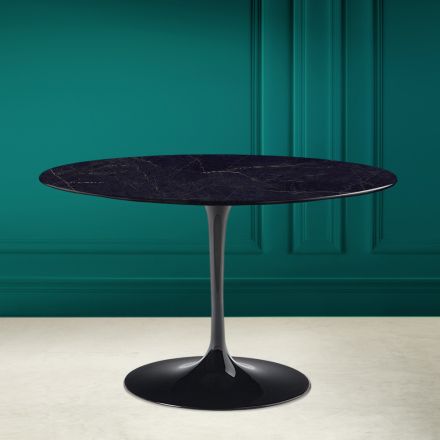 Stůl na tulipán Saarinen H 73 Kulatý v Ceramic Noir Laurent Made in Italy - Scarlet Viadurini