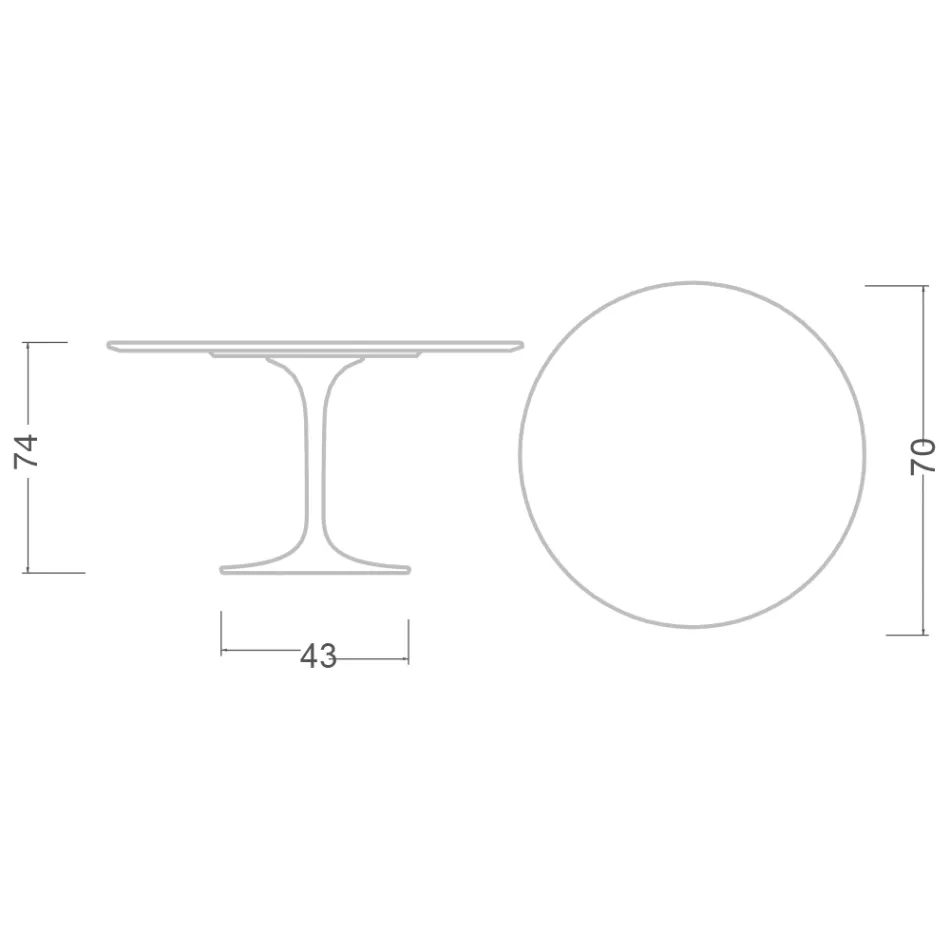 Tulipánový stůl Saarinen H 73 Round Ceramic Statuario Altissimo Made in Italy - Scarlet Viadurini
