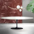 Tulipánový stůl Saarinen V 74 cm rozkládací, bílá keramika Florim - šarlatová Viadurini