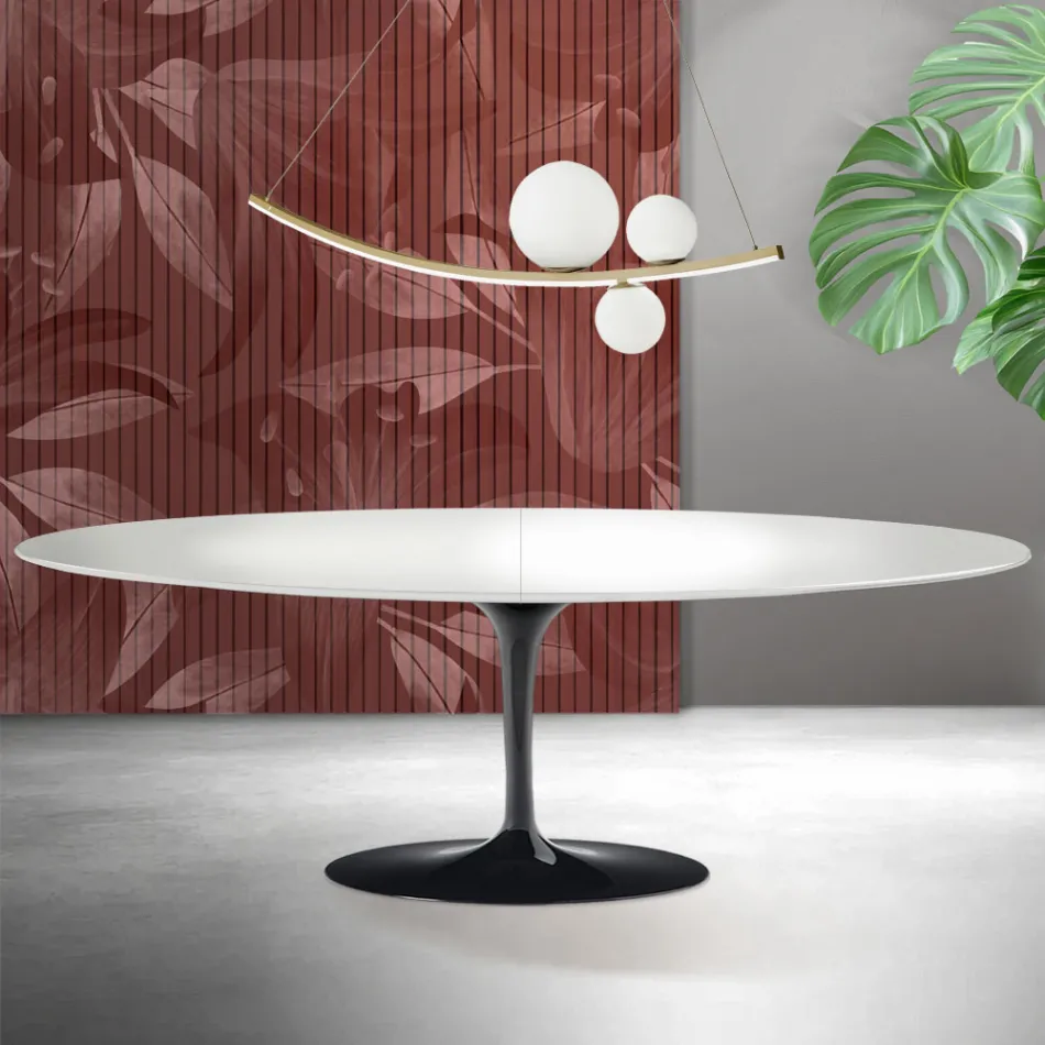 Tulipánový stůl Saarinen V 74 cm rozkládací, bílá keramika Florim - šarlatová Viadurini