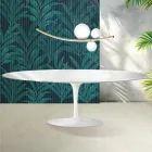 Tulipánový stůl Saarinen V 74 cm rozkládací, Florim, keramický lesk, bílá - šarlatová Viadurini