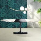 Rozkládací stůl Saarinen Tulip V 74 cm, keramika Florim Calacatta Gold Gloss - Scarlet Viadurini