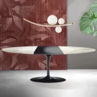 Rozkládací stůl Saarinen Tulip V 74 cm, keramika Florim Calacatta Gold Matt - Scarlet Viadurini
