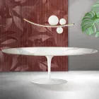 Rozkládací stůl Saarinen Tulip V 74 cm, keramika Florim Statuario matná - šarlatová Viadurini