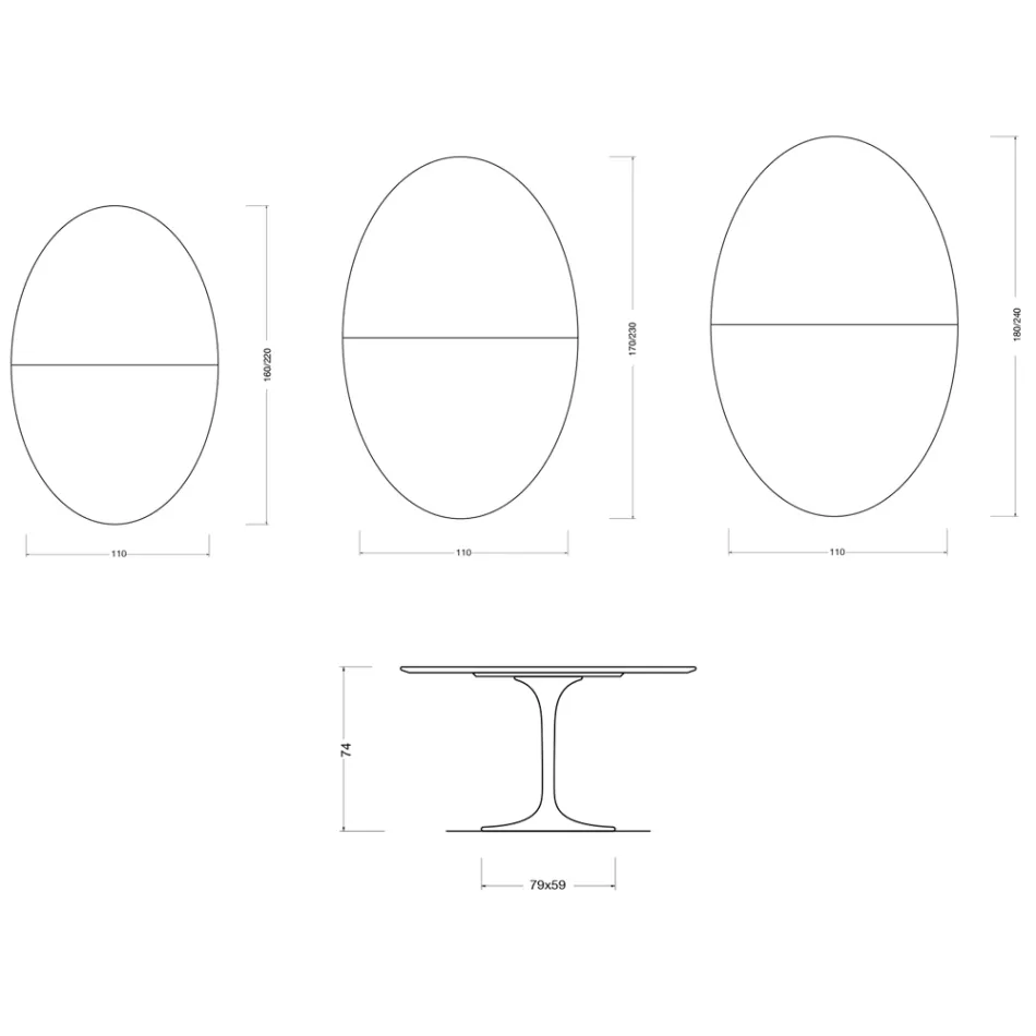 Rozkládací stůl Saarinen Tulip V 74 cm, keramika Florim Statuario matná - šarlatová Viadurini