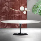 Tulipánový stůl Saarinen V 74 cm z bílé keramiky Florim - šarlatový Viadurini