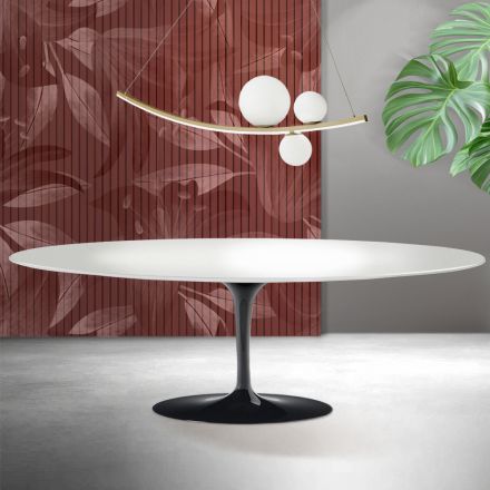 Tulipánový stůl Saarinen V 74 cm z bílé keramiky Florim - šarlatový Viadurini