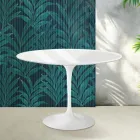 Tulipánový stůl Saarinen V 74 cm v lesklé bílé keramice Florim - Scarlet Viadurini