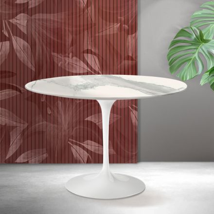 Saarinen Tulip Table H 74 cm v Matt Florim Statuario Ceramica - Scarlet Viadurini