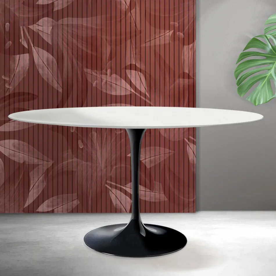 Kulatý stůl Tulip Saarinen V 74 cm, bílá keramika Florim - šarlatová Viadurini