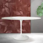Kulatý stůl Tulip Saarinen V 74 cm, bílá keramika Florim - šarlatová Viadurini