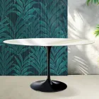 Kulatý tulipánový stůl Saarinen V 74 cm, keramika Florim Calacatta Gold Gloss - Scarlet Viadurini