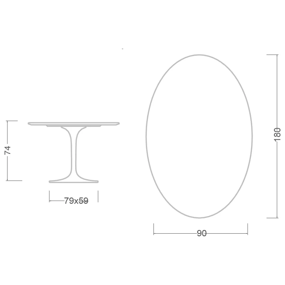 Tulipánový stůl Saarinen H 74 Oval z carrarského mramoru Statuarietto Made in Italy - Scarlet Viadurini