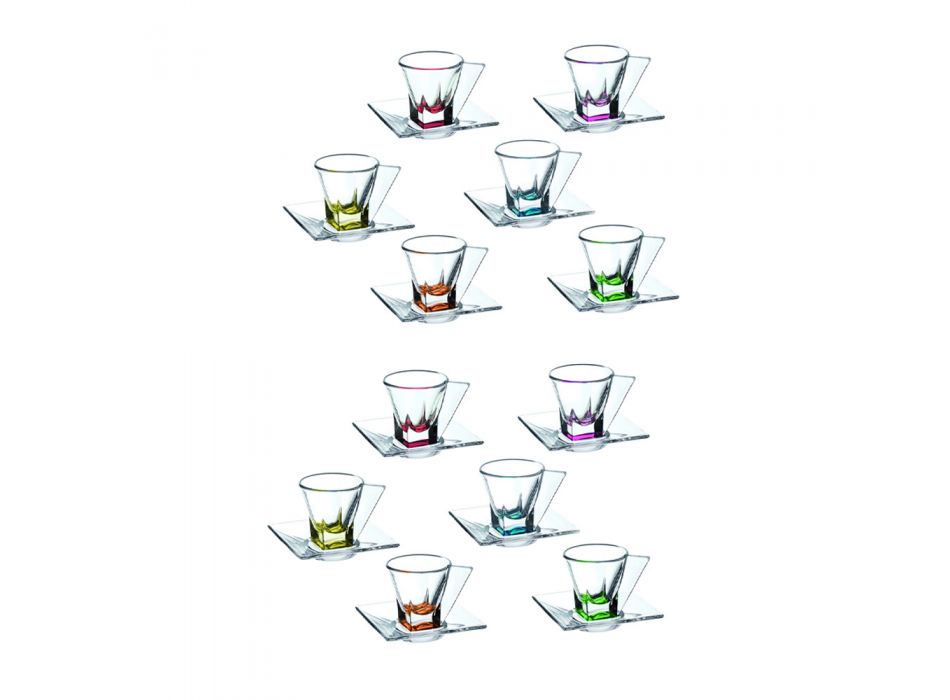 Ekologické šálky na kávu z průhledných nebo barevných krystalů 12 kusů - amalgám Viadurini