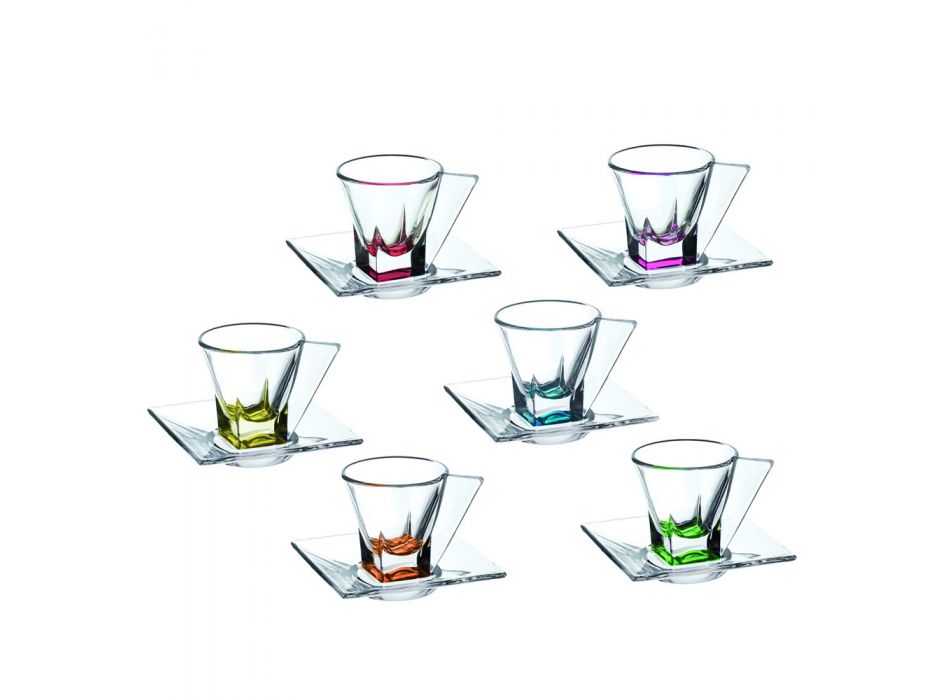 Ekologické šálky na kávu z průhledných nebo barevných krystalů 12 kusů - amalgám Viadurini
