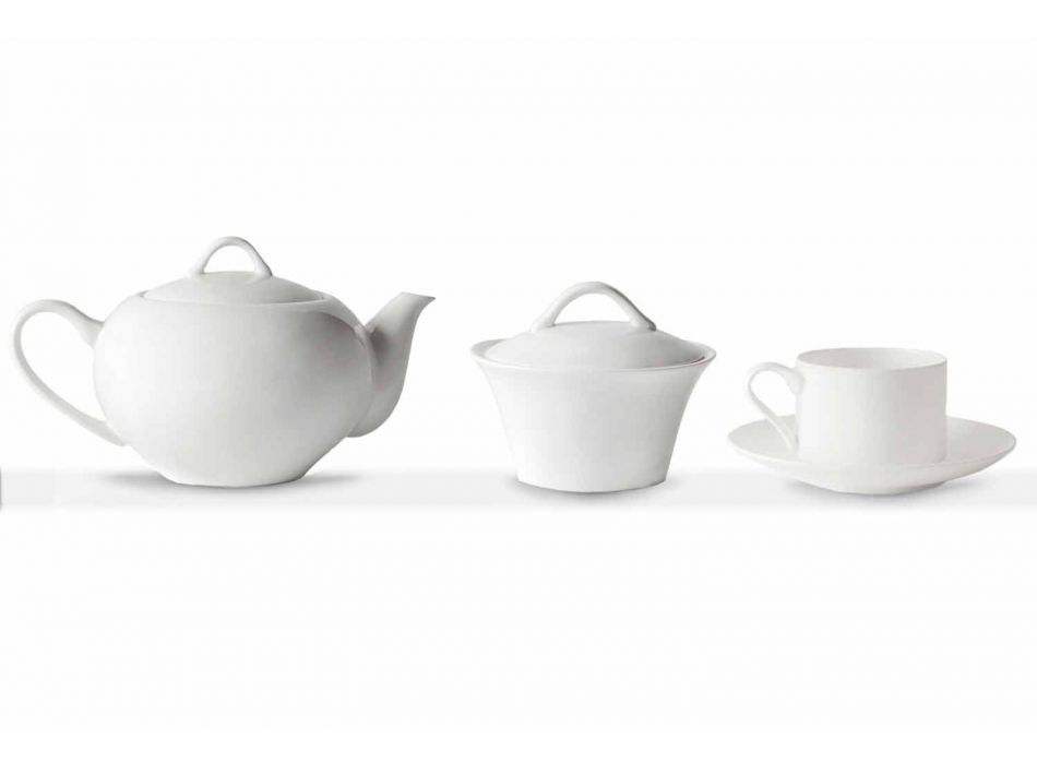 Stohovatelné čajové šálky Snídaně Služba 14 kusů v porcelánu - Romilda Viadurini