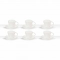 Šálky na čaj v bílém porcelánu zdobené 6 kousky ošuntělý design - Rafiki