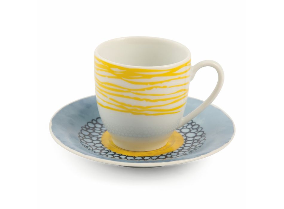 Šálky na kávu s podšálkem z barevného porcelánu 12 kusů - pozadí Viadurini
