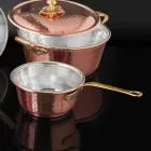 Kónická ručně pocínovaná měděná pánev a madlo vyrobené v Itálii 19 cm - Mariassunta Viadurini