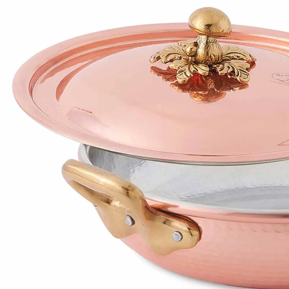 Pocínovaná měděná pánev s víkem 20 cm - Mariastella Viadurini