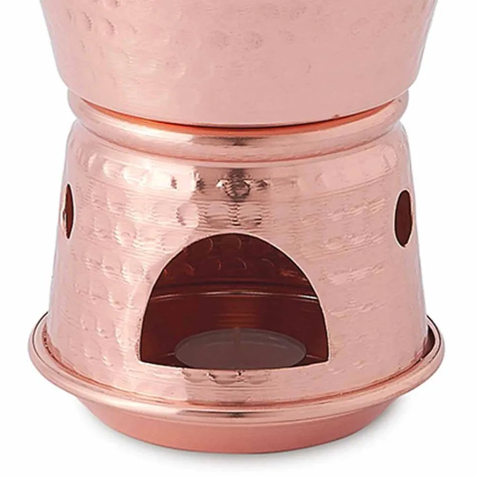 Ručně konzervovaná měděná omáčka s rukojetí a základnou 14 cm - Gianmatteo Viadurini