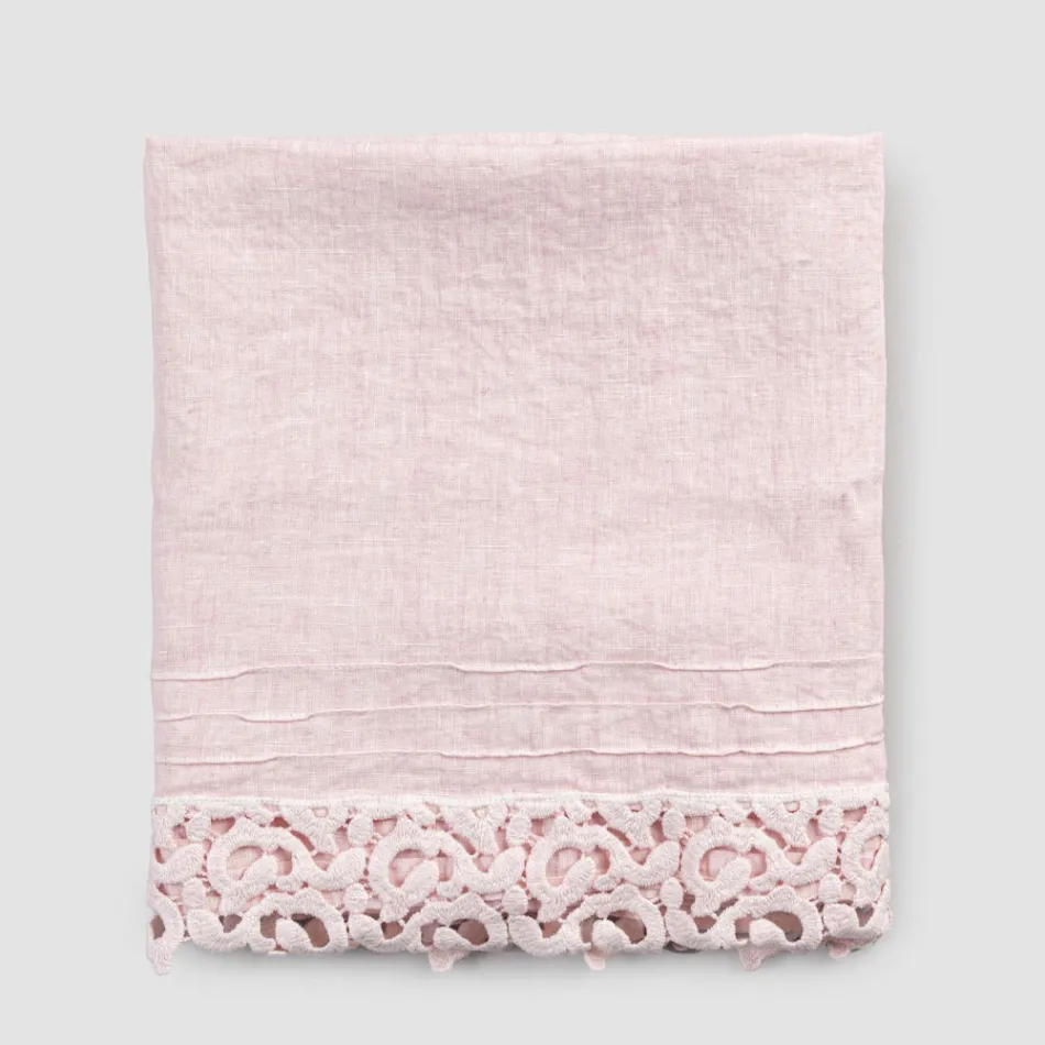 Těžká lněná osuška s italskou kvalitní krajkou Poema 2 barvy - Castle Viadurini