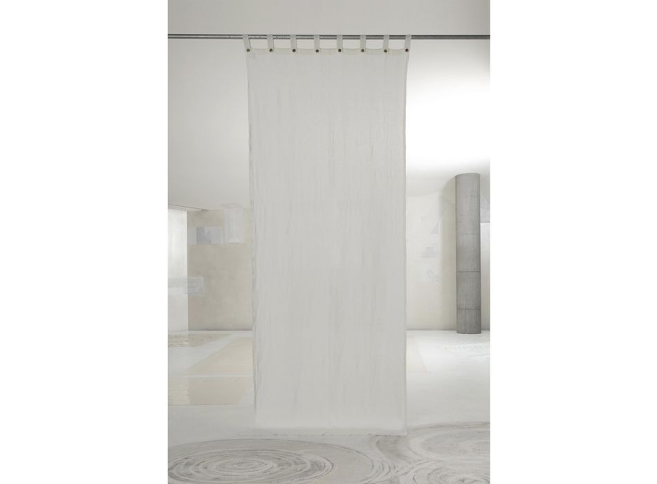 Lehký plátěný bílý závěs s italskými luxusními designovými tlačítky - Geogeo
