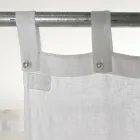 Bílá a světlá lněná záclona s elegantním centrálním krajkovým designem - Geogeo Viadurini