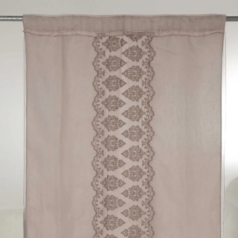 Lehký plátěný závěs s organzou a gotickou výšivkou v luxusním centru - Marinella Viadurini