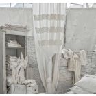 Záclona v bílém plátně s organzou a výšivkovým designem Shabby Made in Italy - Marpessa Viadurini