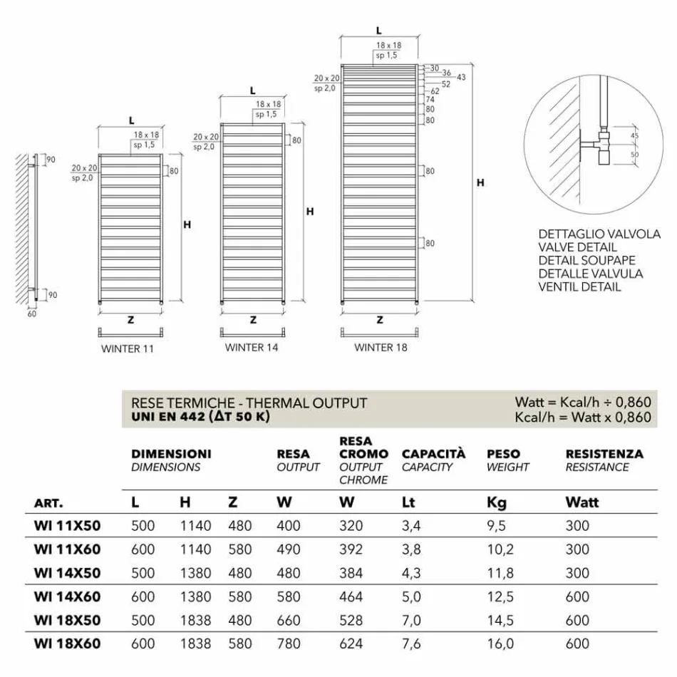 Termoarredo hydraulické designer koupelna, chrom, Winter Scirocco H Viadurini