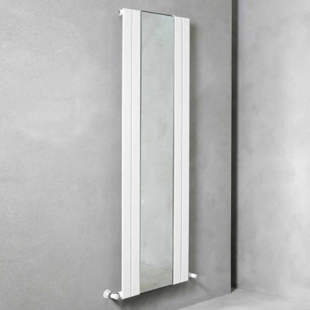 Designový vertikální koupelnový radiátor z oceli se zrcadlem 587 W - Picchio Viadurini